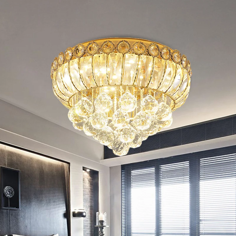 Plafonnier LED en forme de gourde, opulent, cristal doré, luminaire traditionnel à montage au plafond Clearhalo