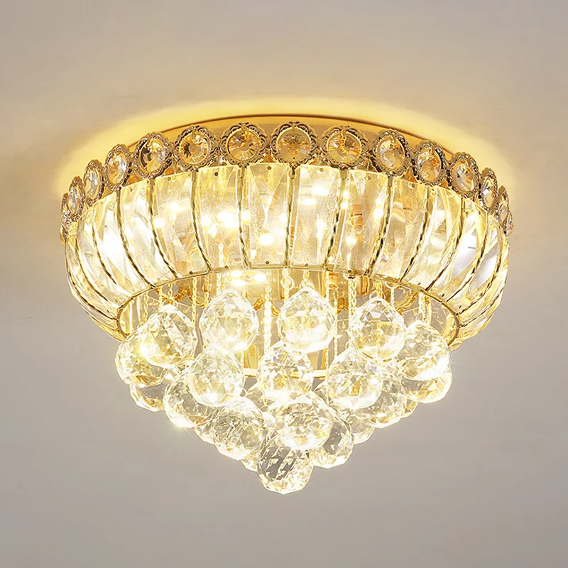 Plafonnier LED en forme de gourde, opulent, cristal doré, luminaire traditionnel à montage au plafond Clearhalo