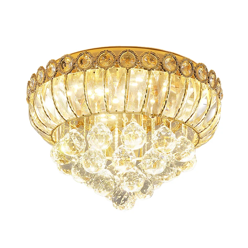 Plafonnier LED en forme de gourde, opulent, cristal doré, luminaire traditionnel à montage au plafond Clearhalo