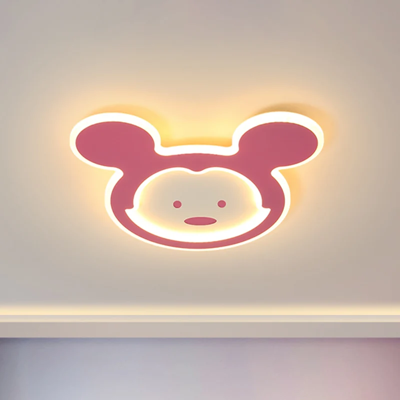 Plafonnier LED en forme de souris rose/bleu pour enfants, plafonnier en acrylique pour chambre d'enfant, lumière chaude/bl...