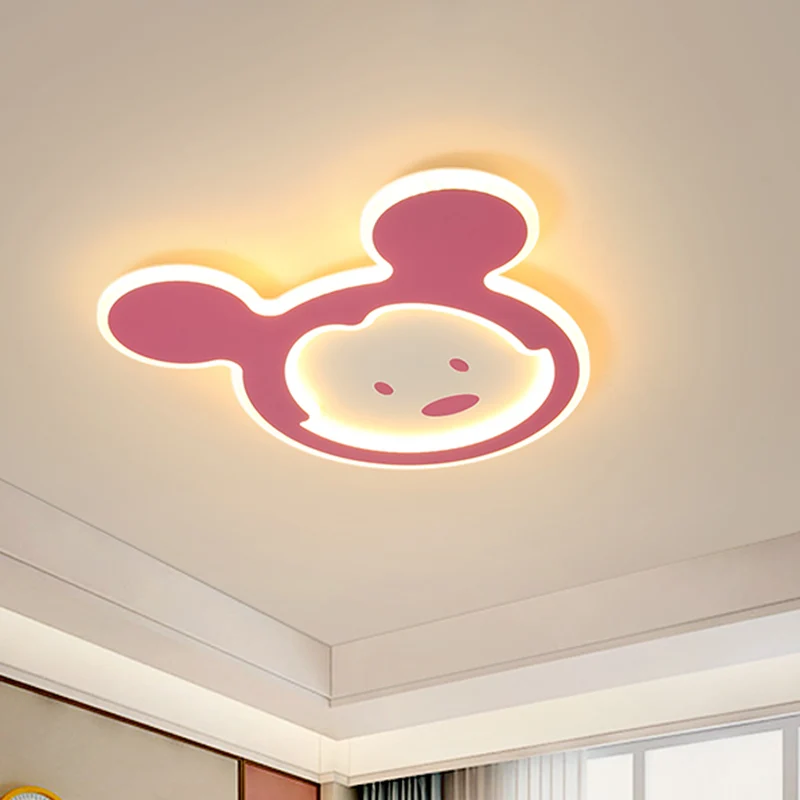 Plafonnier LED en forme de souris rose/bleu pour enfants, plafonnier en acrylique pour chambre d'enfant, lumière chaude/bl...