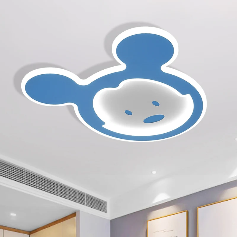 Plafonnier LED en forme de souris rose/bleu pour enfants, plafonnier en acrylique pour chambre d'enfant, lumière chaude/bl...