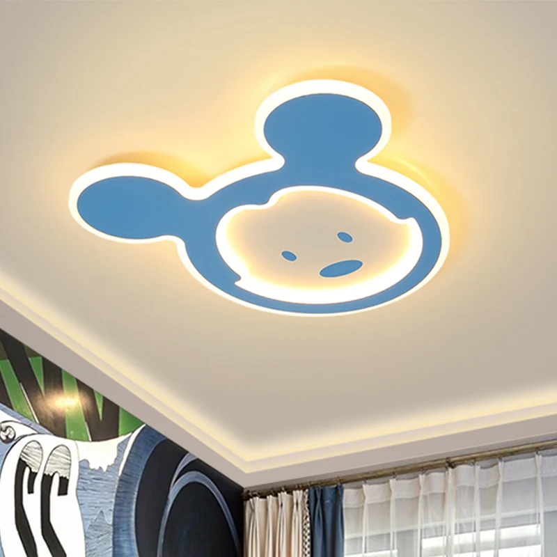 Plafonnier LED en forme de souris rose/bleu pour enfants, plafonnier en acrylique pour chambre d'enfant, lumière chaude/bl...