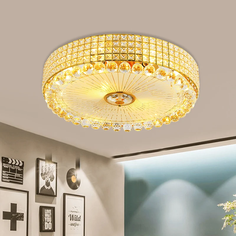 Plafonnier LED minimaliste en cristal biseauté, argent/or, cercle encastré, 16/23,5 pouces de diamètre Clearhalo