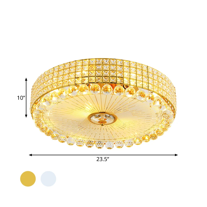 Plafonnier LED minimaliste en cristal biseauté, argent/or, cercle encastré, 16/23,5 pouces de diamètre Clearhalo