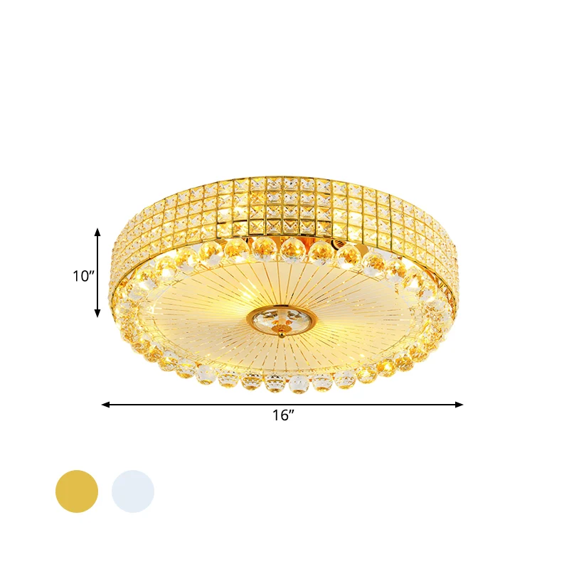 Plafonnier LED minimaliste en cristal biseauté, argent/or, cercle encastré, 16/23,5 pouces de diamètre Clearhalo