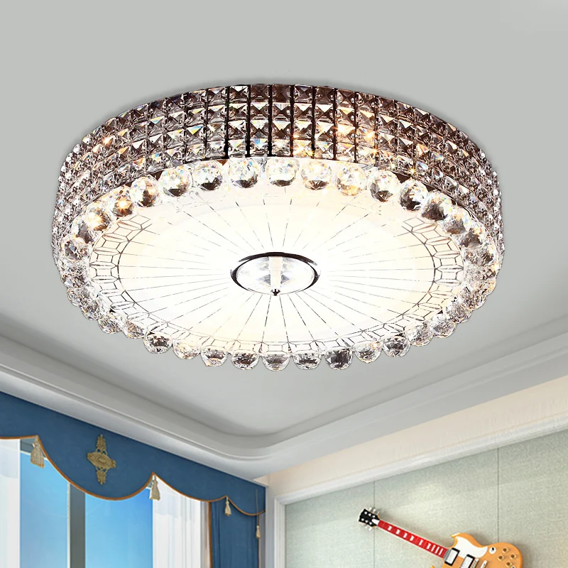 Plafonnier LED minimaliste en cristal biseauté, argent/or, cercle encastré, 16/23,5 pouces de diamètre Clearhalo