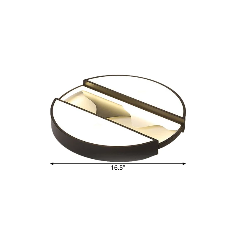 Plafonnier LED moderne de 16,5 "/ 20,5" de large, cercle disséqué noir, luminaire encastré avec abat-jour en métal dans un...