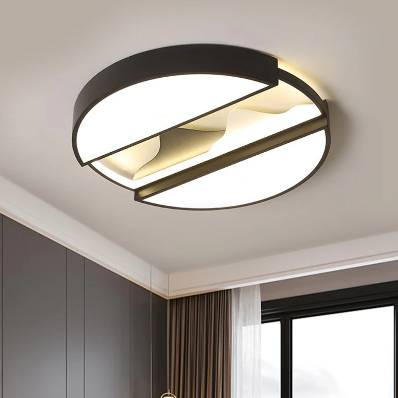 Plafonnier LED moderne de 16,5 "/ 20,5" de large, cercle disséqué noir, luminaire encastré avec abat-jour en métal dans un...