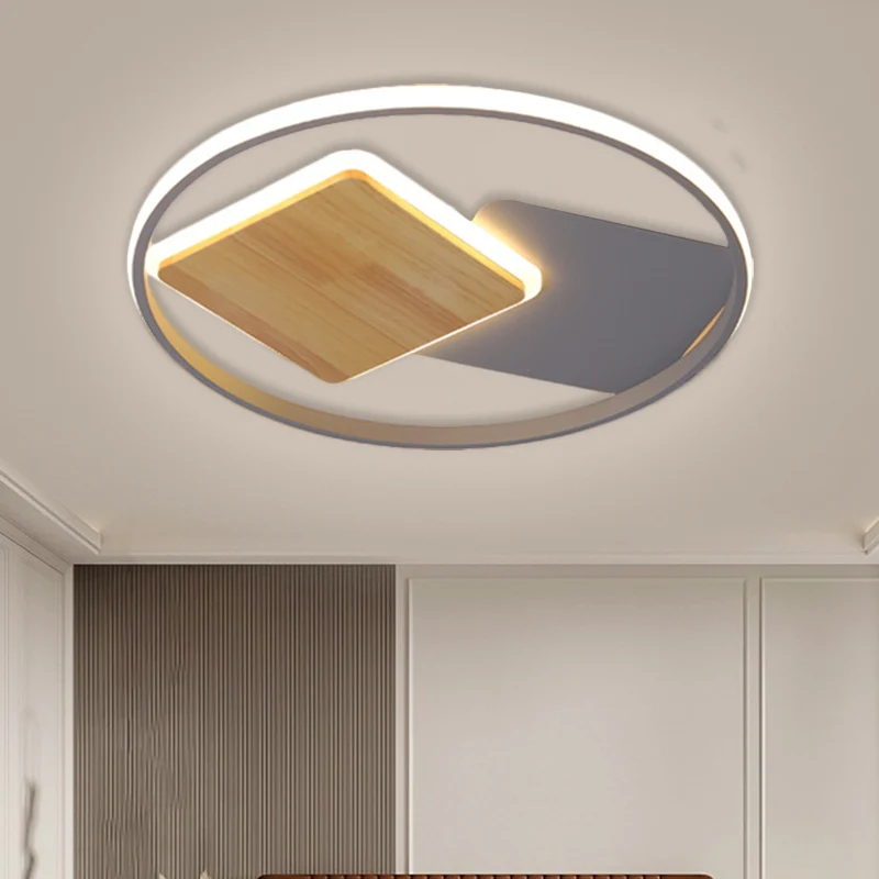 Plafonnier LED moderne avec anneau gris et plafonnier carré avec abat-jour métallique, largeur 16"/19,5" Clearhalo