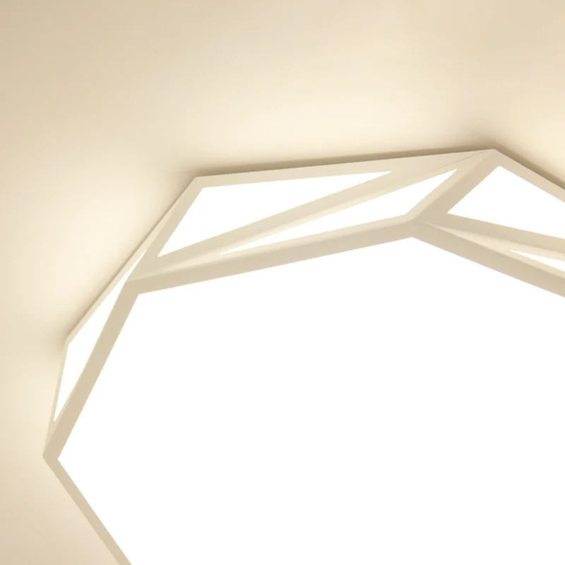 Plafonnier LED moderne à facettes en bois pour chambre à coucher, luminaire encastré en blanc/lumière 3 couleurs avec diff...
