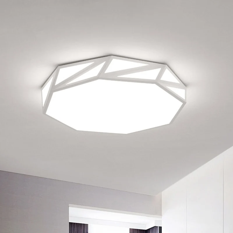 Plafonnier LED moderne à facettes en bois pour chambre à coucher, luminaire encastré en blanc/lumière 3 couleurs avec diff...