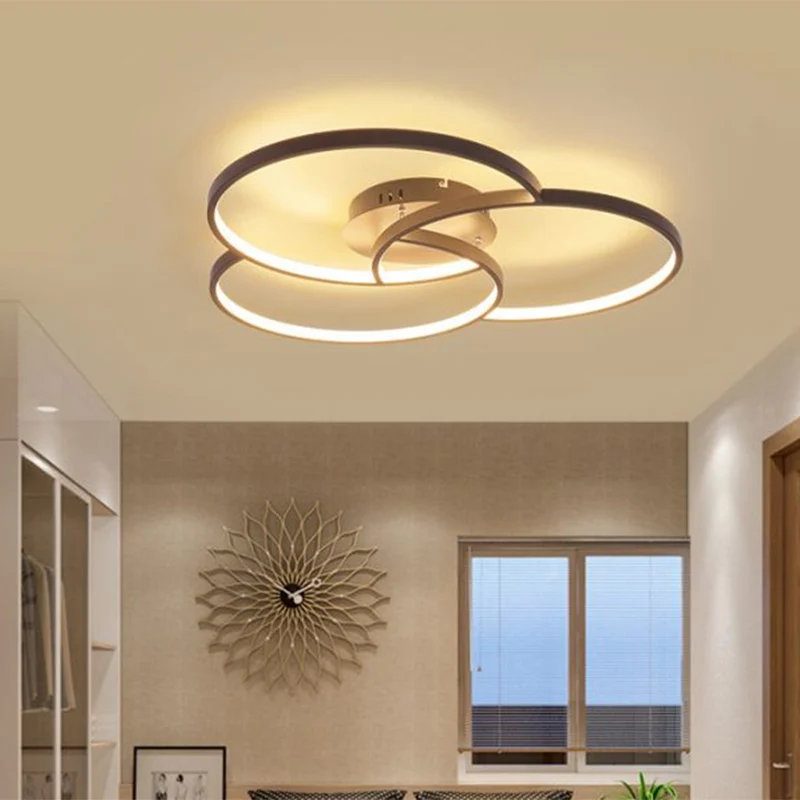 Plafonnier LED moderne en métal noir/blanc avec anneau croisé, semi-encastré, lumière chaude/blanche, largeur 21,5"/28" Cl...