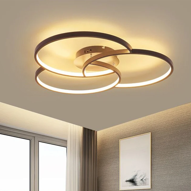 Plafonnier LED moderne en métal noir/blanc avec anneau croisé, semi-encastré, lumière chaude/blanche, largeur 21,5"/28" Cl...