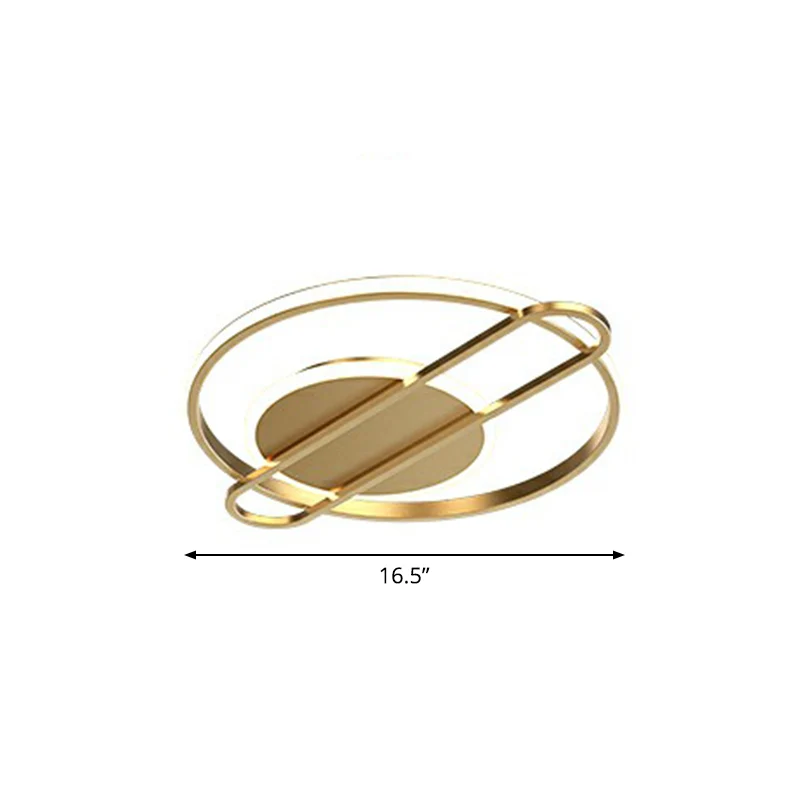 Plafonnier Led rond au fini doré, éclairage métallique moderne et encastré pour chambre à coucher Clearhalo