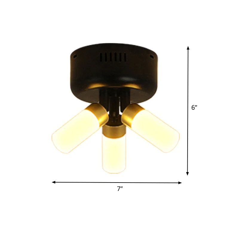 Plafonnier LED semi-encastré en métal, moderne, 3 lumières, finition noire, pour balcon Clearhalo