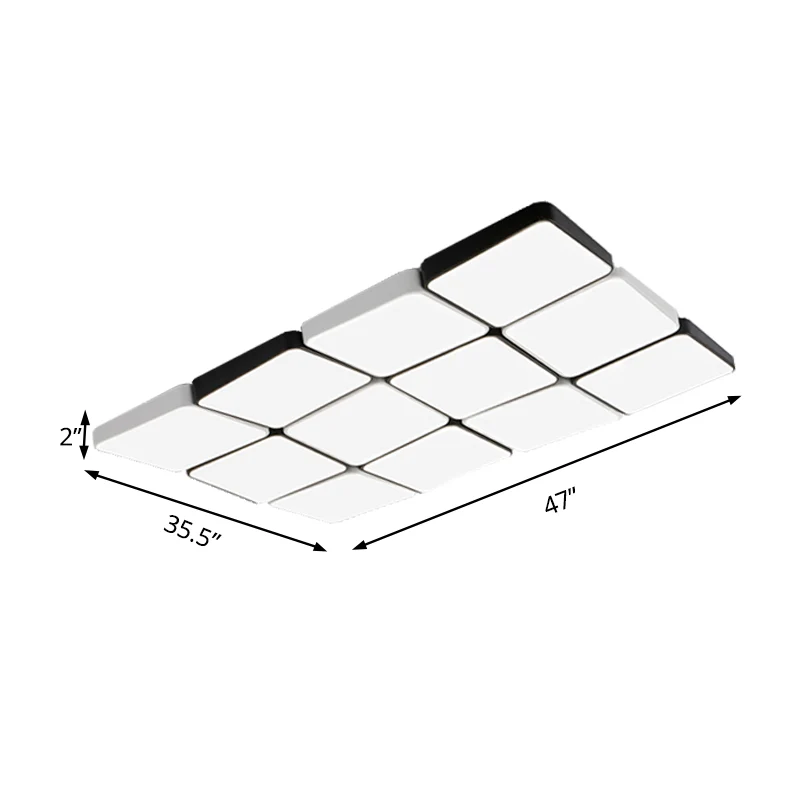 Plafonnier à 4/6 lumières de Style Simple, avec abat-jour en acrylique, plafonnier rectangulaire/carré blanc, lumière chau...