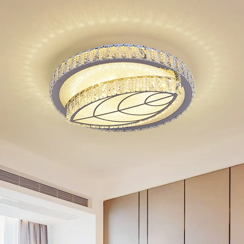 Plafonnier moderne à LED en cristal taillé clair, luminaire décoratif d'intérieur, idéal pour une chambre à coucher Clearhalo