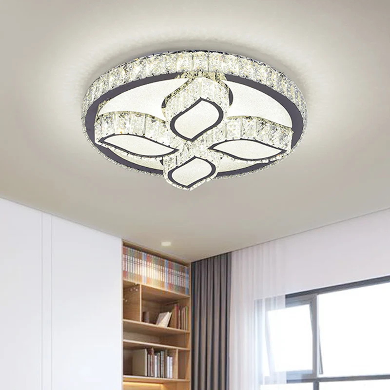 Plafonnier moderne à LED en cristal taillé clair, luminaire décoratif d'intérieur, idéal pour une chambre à coucher Clearhalo