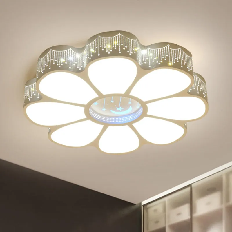 Plafonnier métallique en forme de fleur, éclairage moderniste à LED, lampe montée au plafond blanche Clearhalo