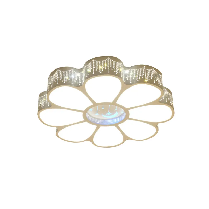 Plafonnier métallique en forme de fleur, éclairage moderniste à LED, lampe montée au plafond blanche Clearhalo