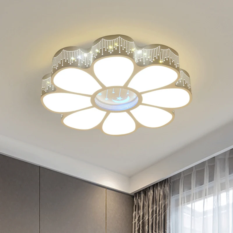 Plafonnier métallique en forme de fleur, éclairage moderniste à LED, lampe montée au plafond blanche Clearhalo