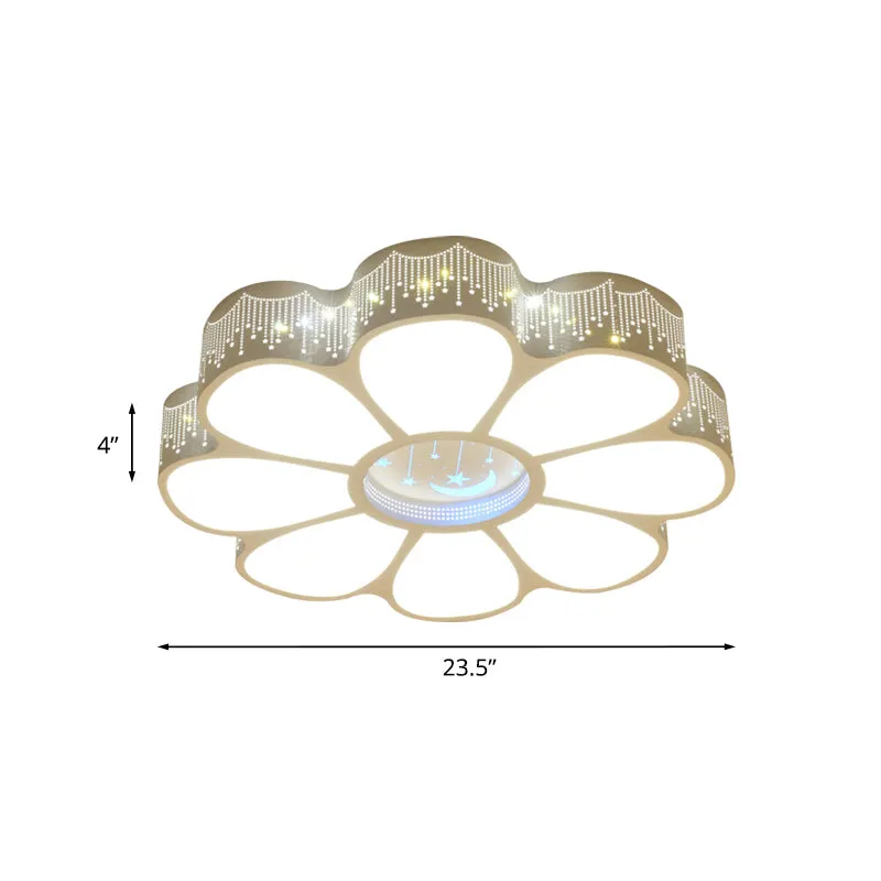 Plafonnier métallique en forme de fleur, éclairage moderniste à LED, lampe montée au plafond blanche Clearhalo