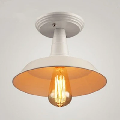 Plafonnier métallique à 1 tête, abat-jour de grange blanc industriel, éclairage semi-monté pour balcon, largeur 10 "/14" C...