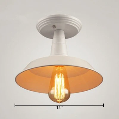 Plafonnier métallique à 1 tête, abat-jour de grange blanc industriel, éclairage semi-monté pour balcon, largeur 10 "/14" C...