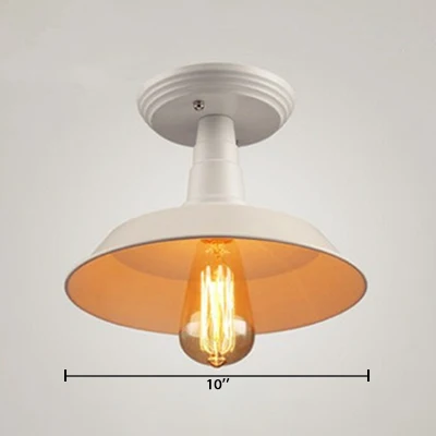 Plafonnier métallique à 1 tête, abat-jour de grange blanc industriel, éclairage semi-monté pour balcon, largeur 10 "/14" C...