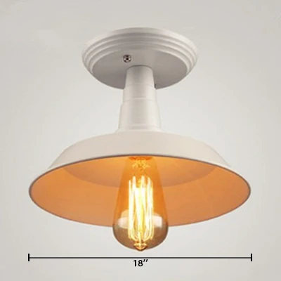 Plafonnier métallique à 1 tête, abat-jour de grange blanc industriel, éclairage semi-monté pour balcon, largeur 10 "/14" C...