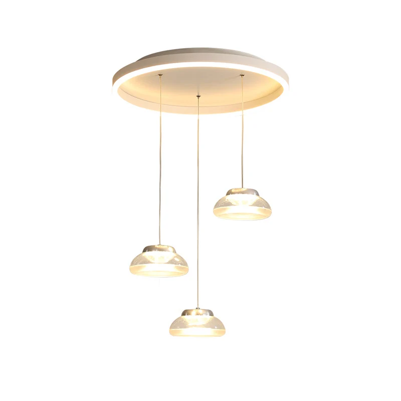 Plafonnier Multi en Forme de Pot Acrylique Moderne à 3 Têtes Lampe à Pendule LED Blanche en Lumière Blanche/Chaude Clearhalo