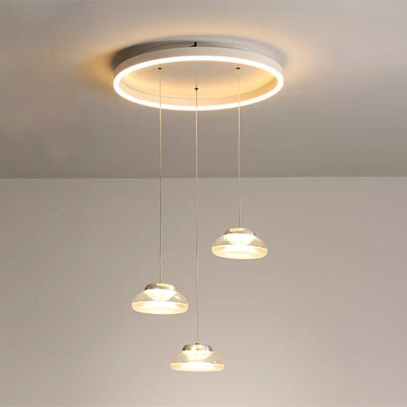 Plafonnier Multi en Forme de Pot Acrylique Moderne à 3 Têtes Lampe à Pendule LED Blanche en Lumière Blanche/Chaude Clearhalo