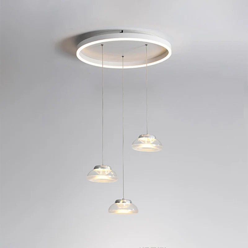 Plafonnier Multi en Forme de Pot Acrylique Moderne à 3 Têtes Lampe à Pendule LED Blanche en Lumière Blanche/Chaude Clearhalo