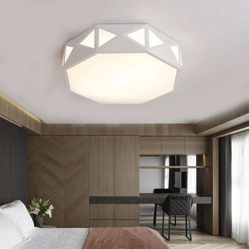 Plafonnier octogonal blanc créatif en acrylique, plafonnier LED pour la maternelle Clearhalo