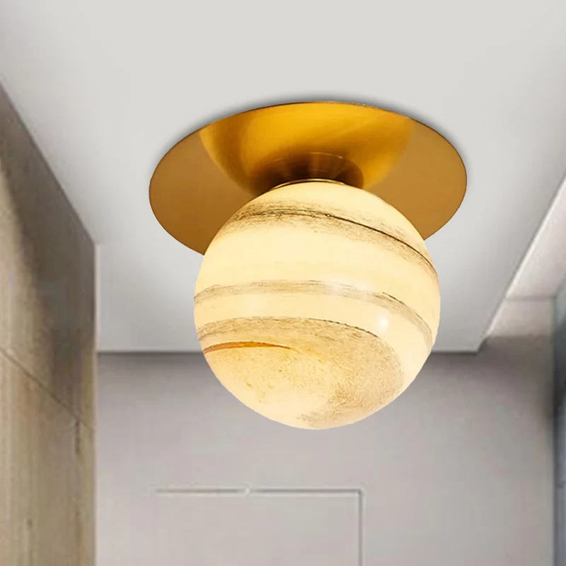 Plafonnier Orbit clair/marron clair/crème Plafonnier moderne en verre à 1 lumière pour cuisine Clearhalo