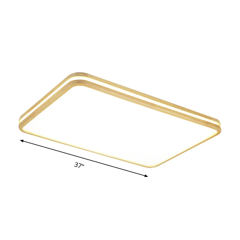 Plafonnier rectangulaire en acrylique pour salon, Style Simple, blanc, plafonnier avec bord en bois Clearhalo