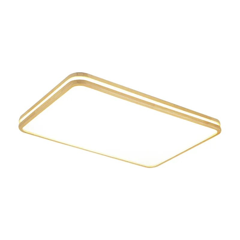 Plafonnier rectangulaire en acrylique pour salon, Style Simple, blanc, plafonnier avec bord en bois Clearhalo