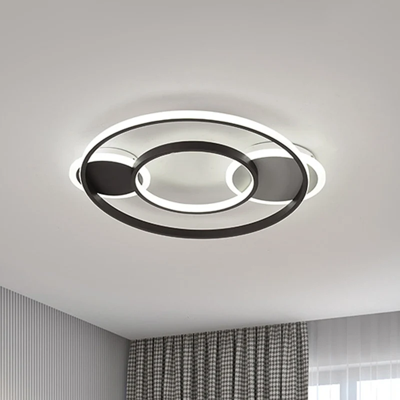Plafonnier rond en acrylique LED nordique noir, éclairage encastré en lumière chaude/blanche Clearhalo