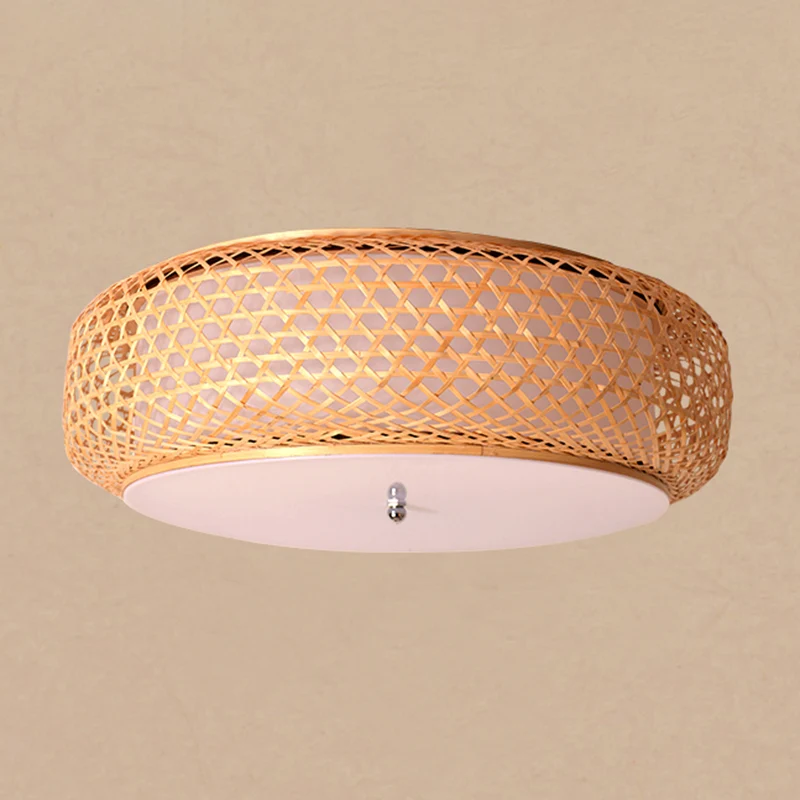 Plafonnier rond encastré moderne en bambou pour salle à manger en bois Clearhalo