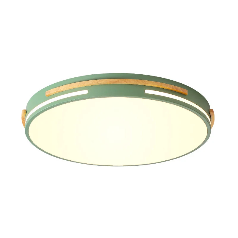 Plafonnier rond à LED en métal Macaron, gris/blanc/vert, lumière chaude/blanche, 16,5"/20,5" de large Clearhalo