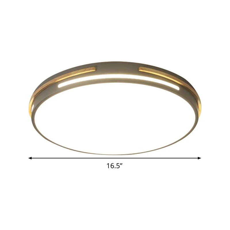 Plafonnier rond à LED en métal Macaron, gris/blanc/vert, lumière chaude/blanche, 16,5"/20,5" de large Clearhalo