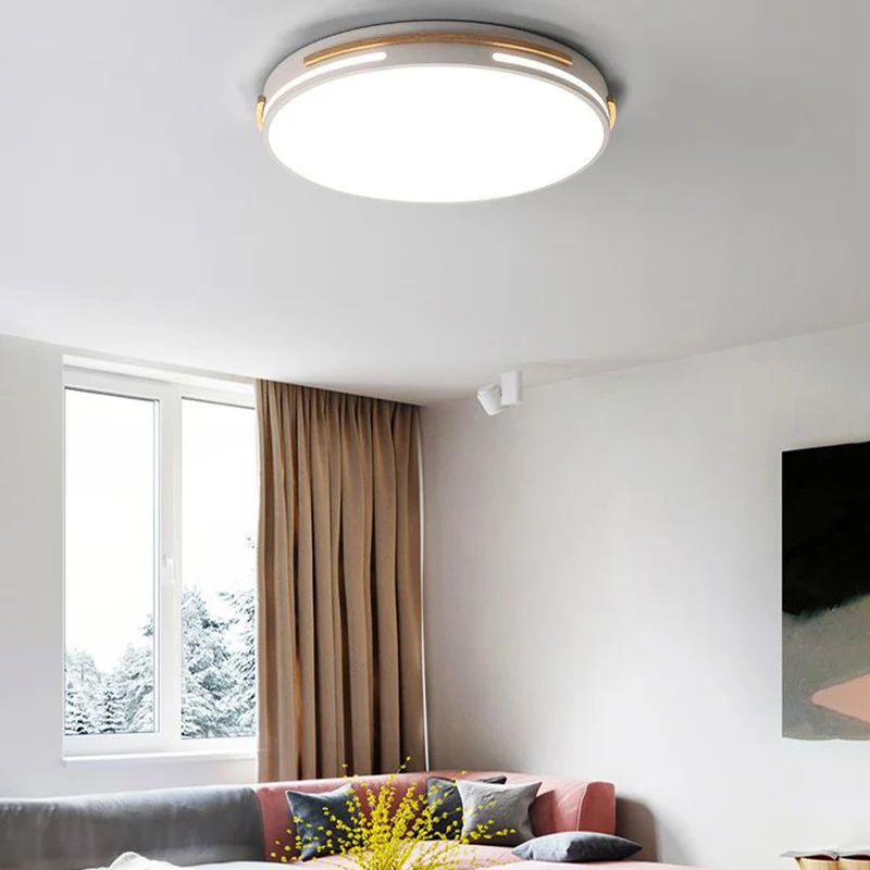 Plafonnier rond à LED en métal Macaron, gris/blanc/vert, lumière chaude/blanche, 16,5"/20,5" de large Clearhalo