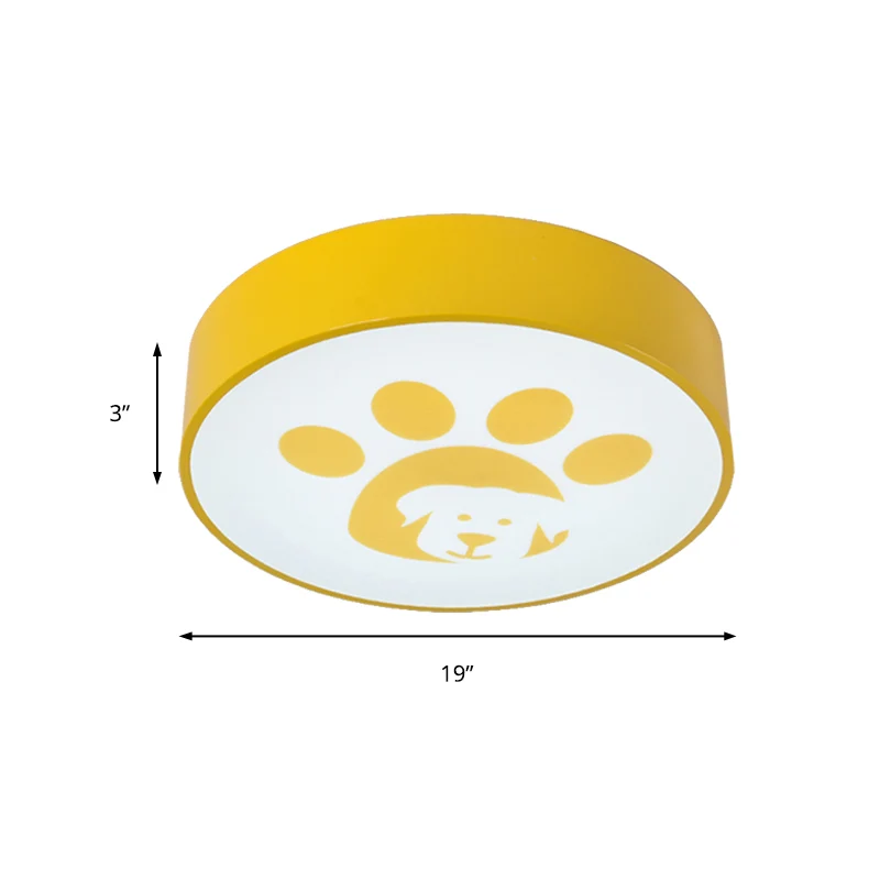 Plafonnier rond en métal avec pied de chien, plafonnier moderne pour chambre d'enfants Clearhalo