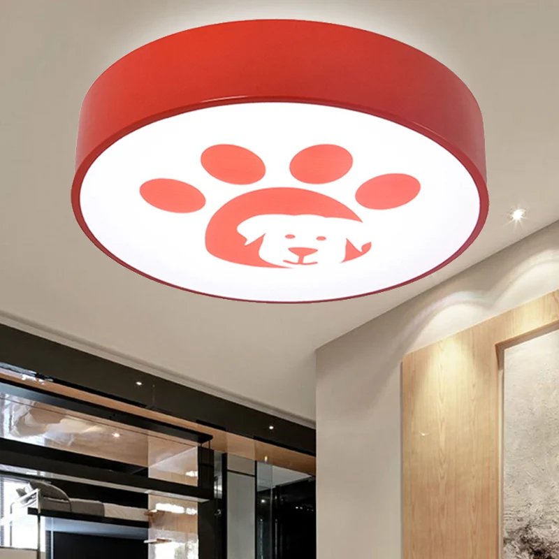 Plafonnier rond en métal avec pied de chien, plafonnier moderne pour chambre d'enfants Clearhalo