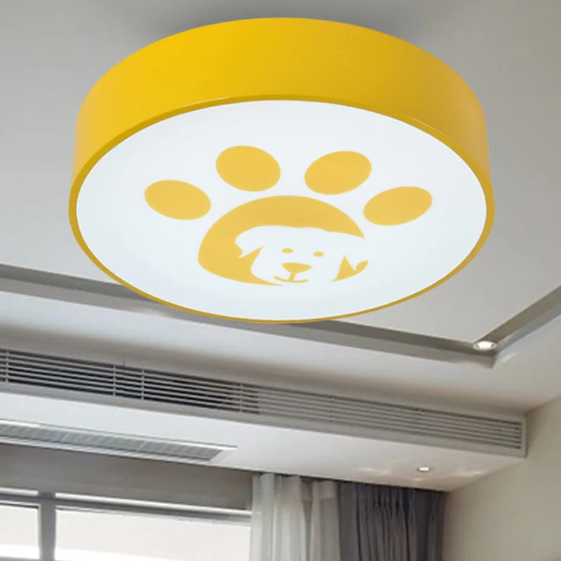 Plafonnier rond en métal avec pied de chien, plafonnier moderne pour chambre d'enfants Clearhalo
