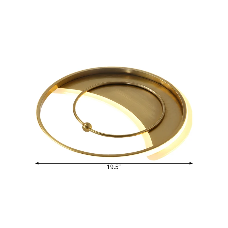 Plafonnier rond en métal, éclairage minimaliste LED, lampe semi-encastrée en or, lumière chaude/blanche/3 couleurs Clearhalo