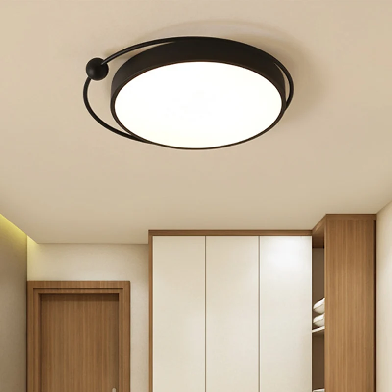 Plafonnier rond noir à LED en acrylique, éclairage de plafond Simple, lumière chaude/blanche, 18/21,5 pouces de diamètre C...