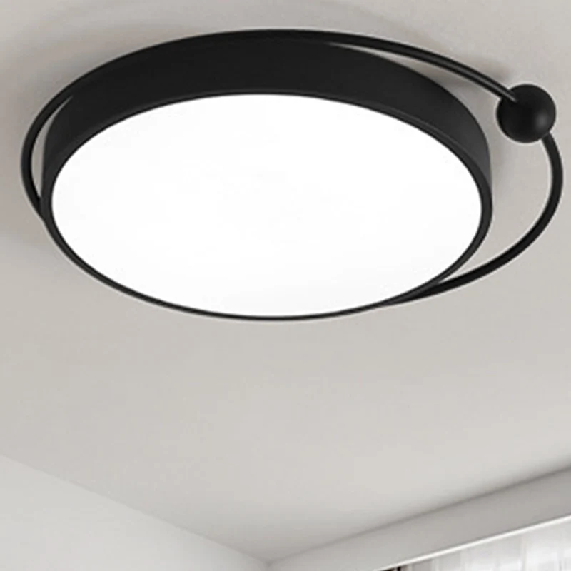 Plafonnier rond noir à LED en acrylique, éclairage de plafond Simple, lumière chaude/blanche, 18/21,5 pouces de diamètre C...