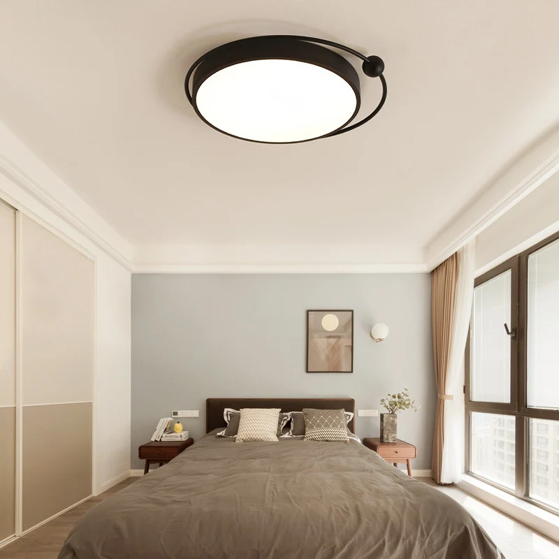 Plafonnier rond noir à LED en acrylique, éclairage de plafond Simple, lumière chaude/blanche, 18/21,5 pouces de diamètre C...